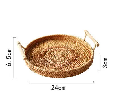 Binaural Bamboo Woven Fruit Tray Woven Basket