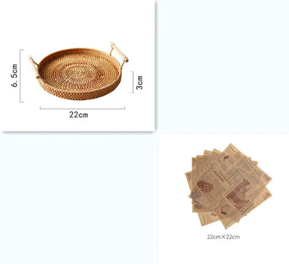 Binaural Bamboo Woven Fruit Tray Woven Basket