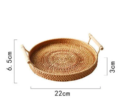 Binaural Bamboo Woven Fruit Tray Woven Basket