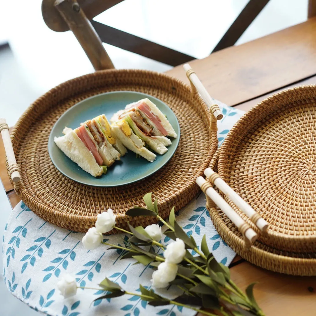 Binaural Bamboo Woven Fruit Tray Woven Basket