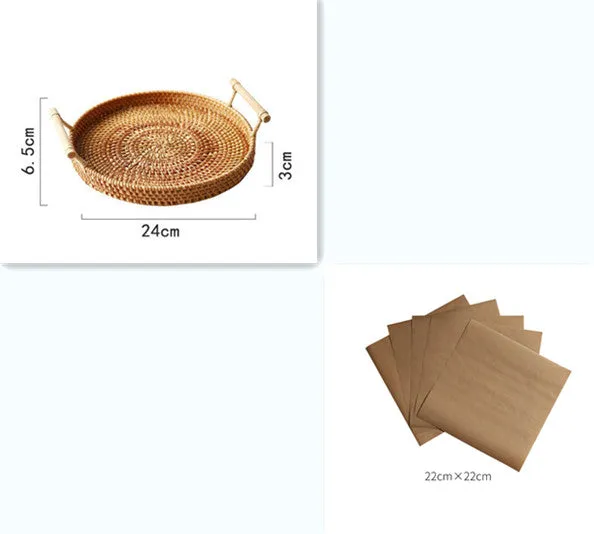 Binaural Bamboo Woven Fruit Tray Woven Basket