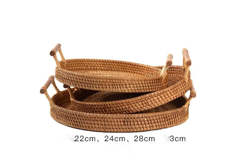 Binaural Bamboo Woven Fruit Tray Woven Basket