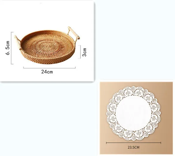 Binaural Bamboo Woven Fruit Tray Woven Basket