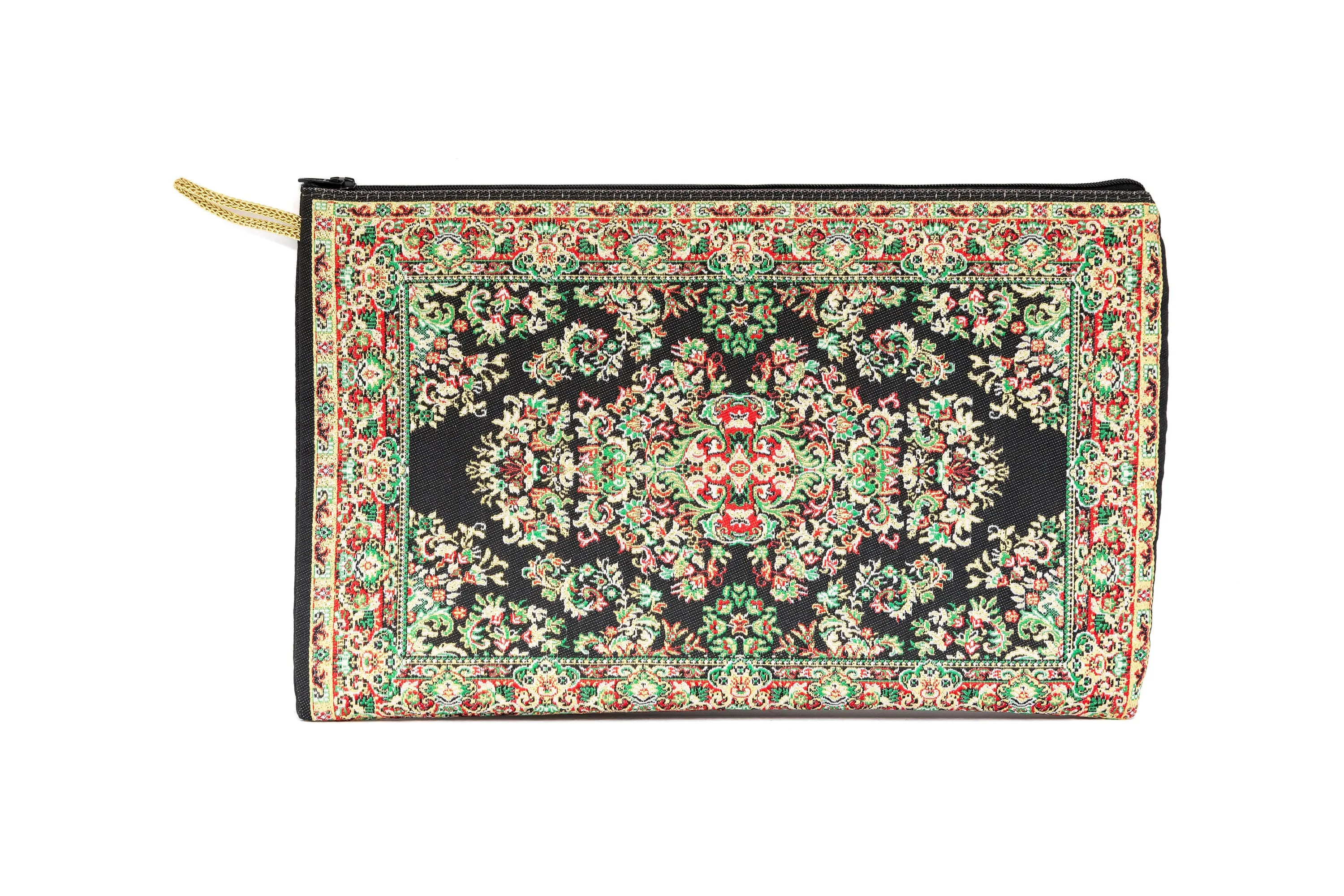 Black & Gold Silk Cotton Pouch