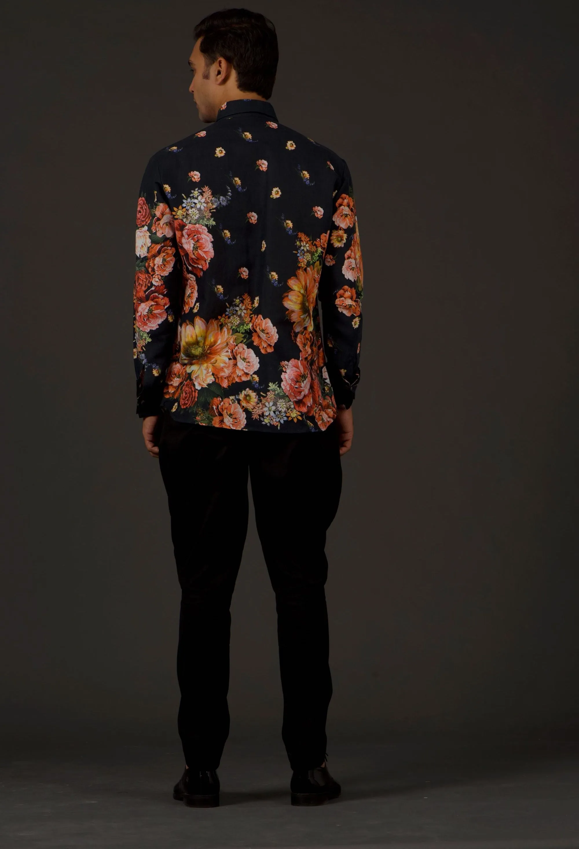 Black Cotton Linen Shirt