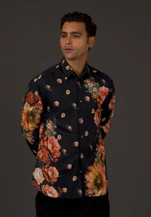 Black Cotton Linen Shirt