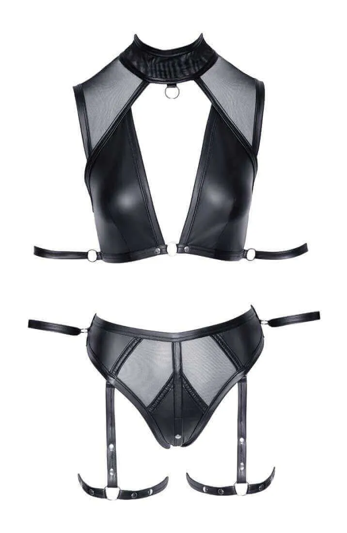 Black lingerie set with restraints - Saw You Looking