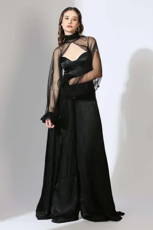 Black Puff Sleeves Jumpsuit