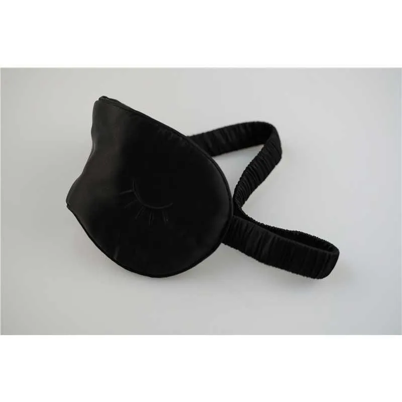 Black Silk Eye Mask 19 Momme - eyelash