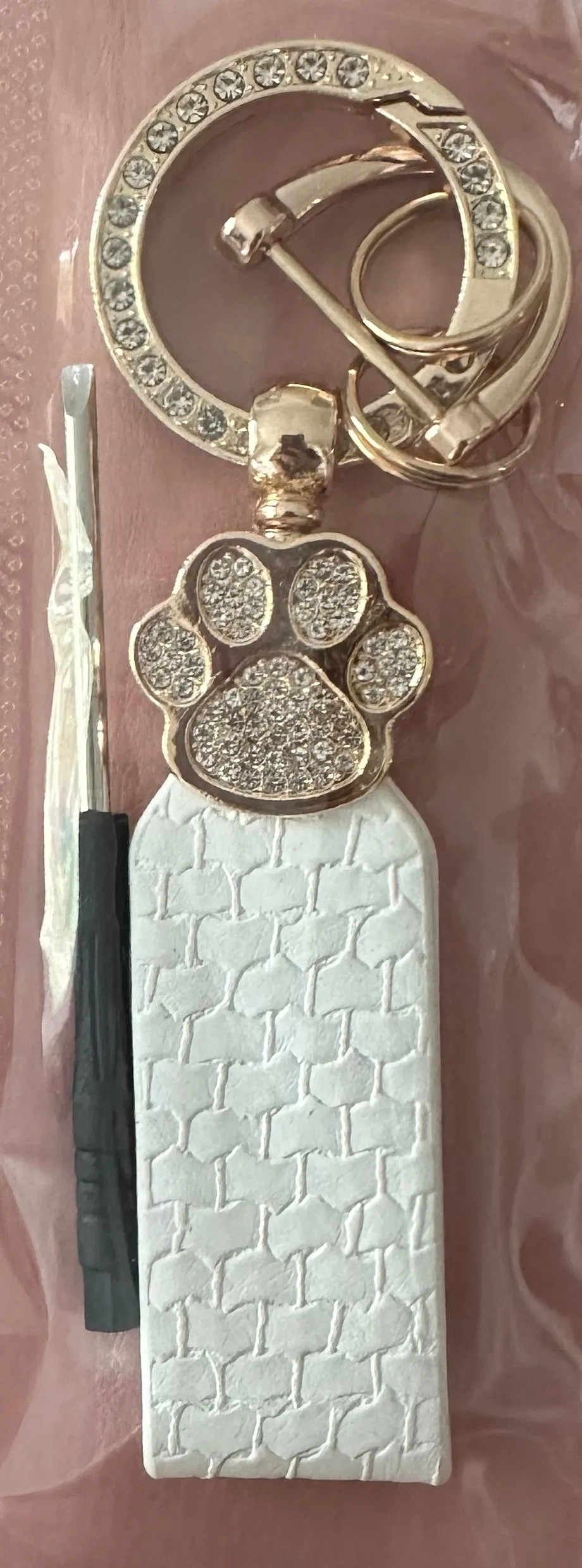 Black With Rose Gold Pawprint Keychain