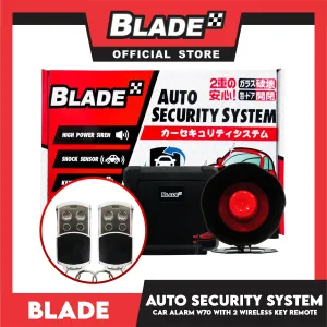 Blade Car Alarm W70 Auto Security Keyless Entry System with 2 Remote Controls & Siren Sensor- 12V Universal Remote Auto Door Lock/Unlock