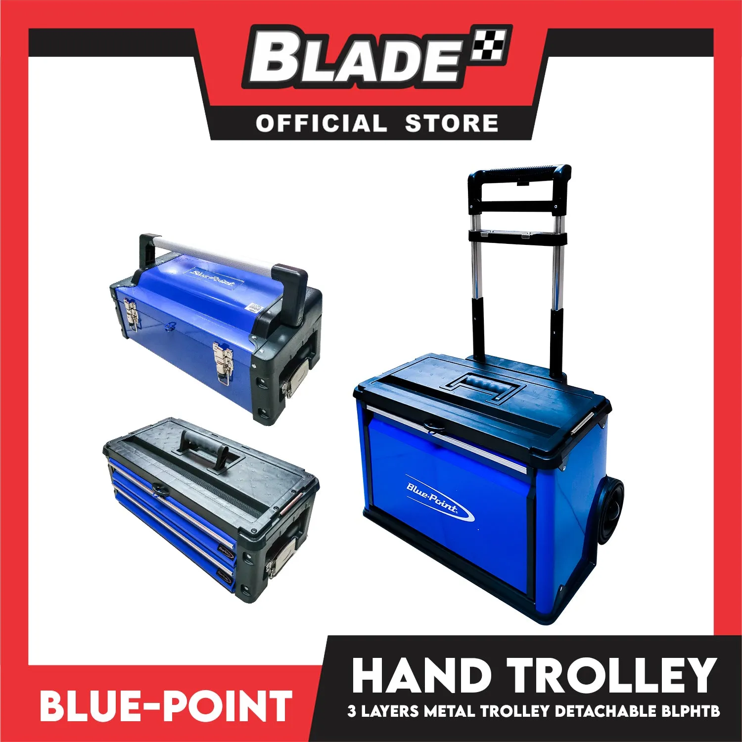 Blue-Point Hand Trolley Tool Box BLPHTB (Blue) 3 Layer Metal Trolley Detachable