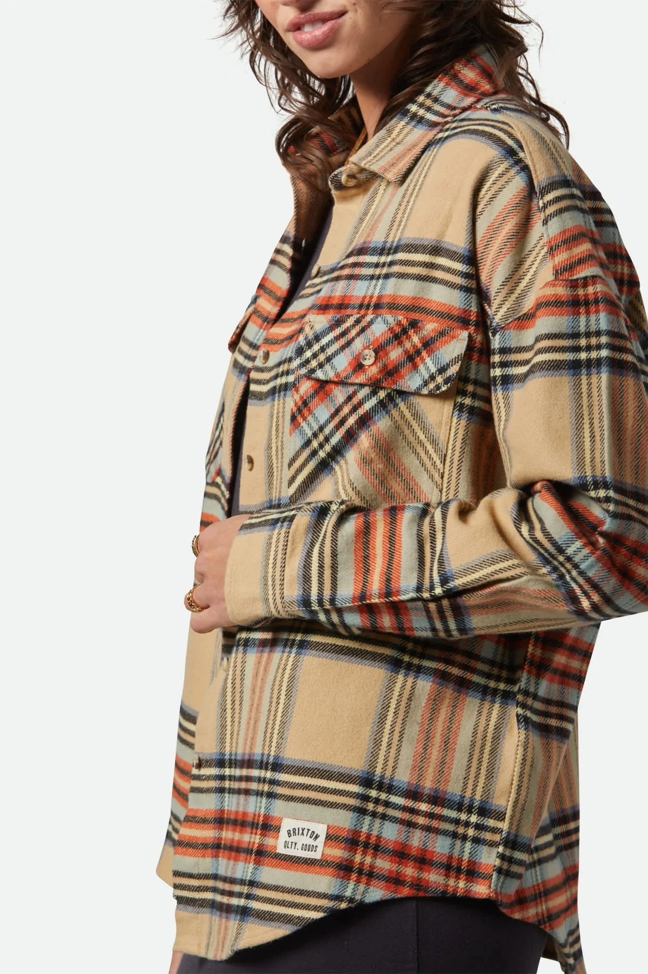 Bowery Women's Classic L/S Flannel - Sand/Burnt Brick/Black Plaid