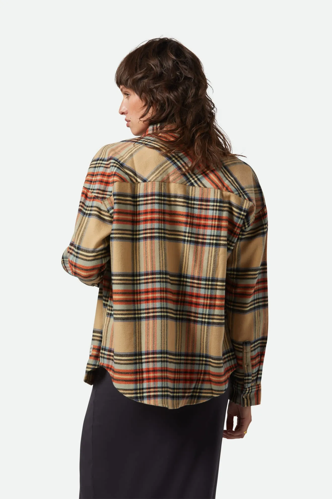 Bowery Women's Classic L/S Flannel - Sand/Burnt Brick/Black Plaid