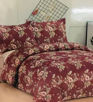 Brand new in package! Aloe Vera Bamboo Comfort Plus 3 Piece Reversible Duvet Cover set, Fits Double/Queen! Wrinkle, Fade & Stain Resistant! Red Floral