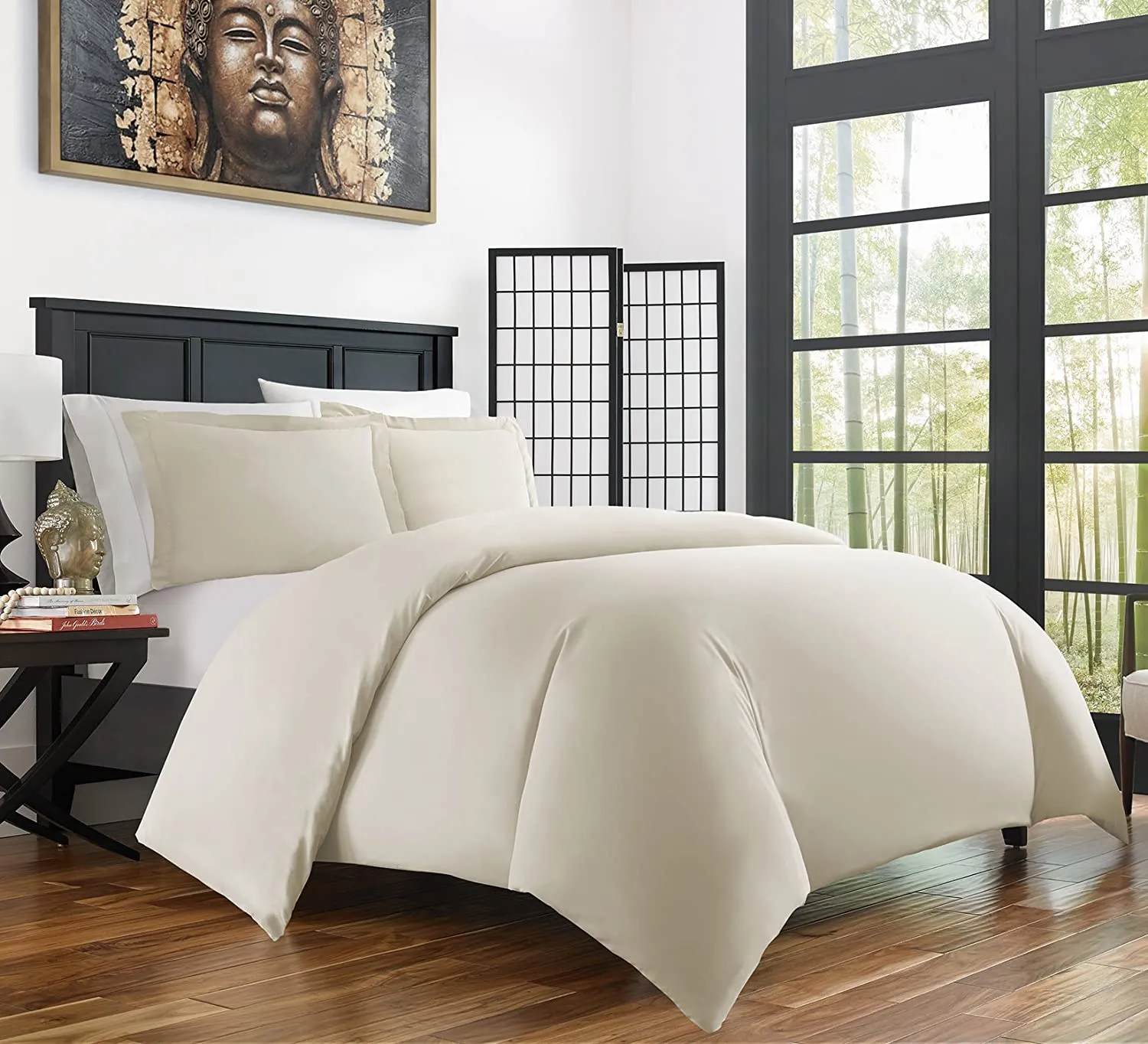 Brand new in package! Premier 3300 Bamboo Comfort Ultra Soft 3 Piece Reversible Duvet Cover set, KING! Wrinkle, Fade & Stain Resistant! Ivory