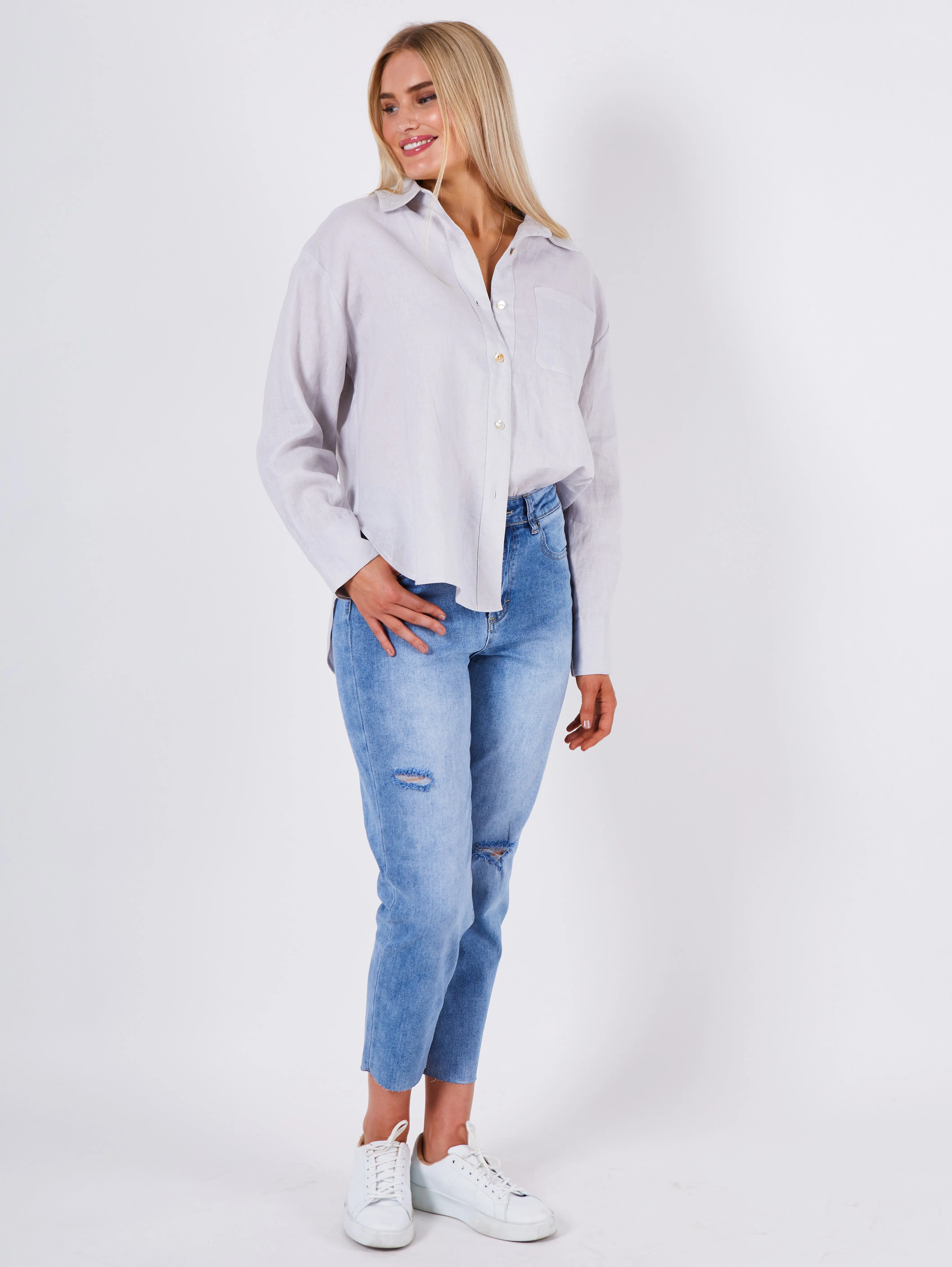 Brit Linen Shirt - Silver