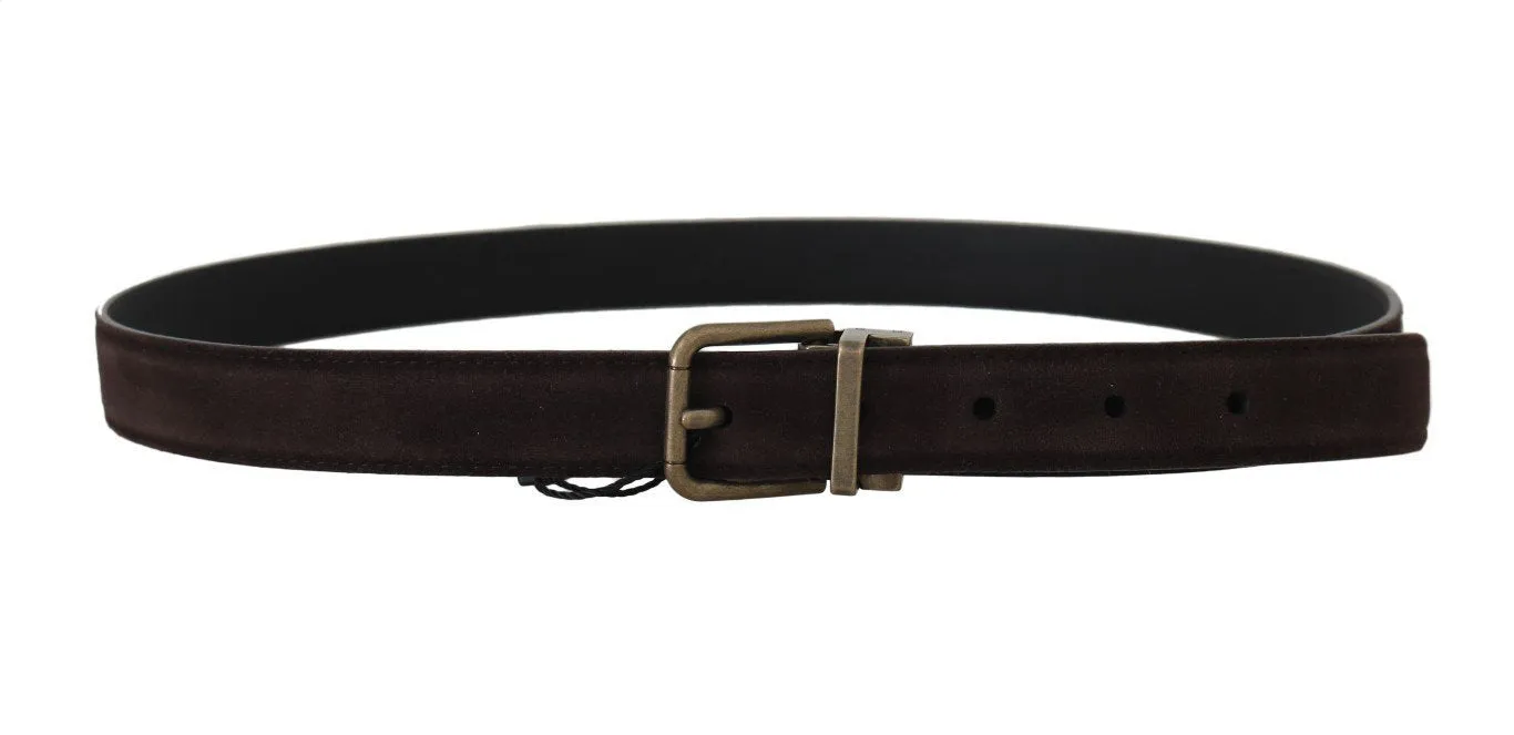 Brown Goatskin Gold Buckle Mens Belt