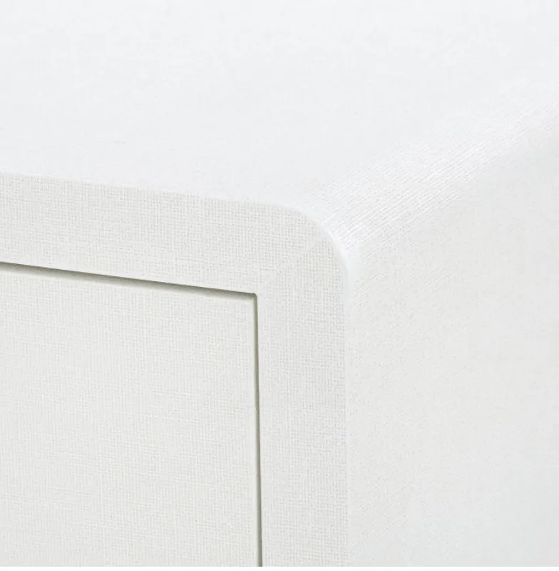 Brynne Bedside Lacquered Linen Chest -White