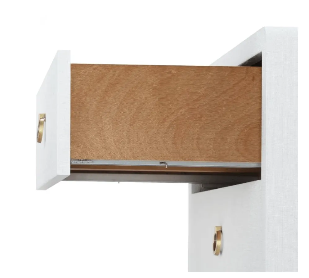 Brynne Bedside Lacquered Linen Chest -White