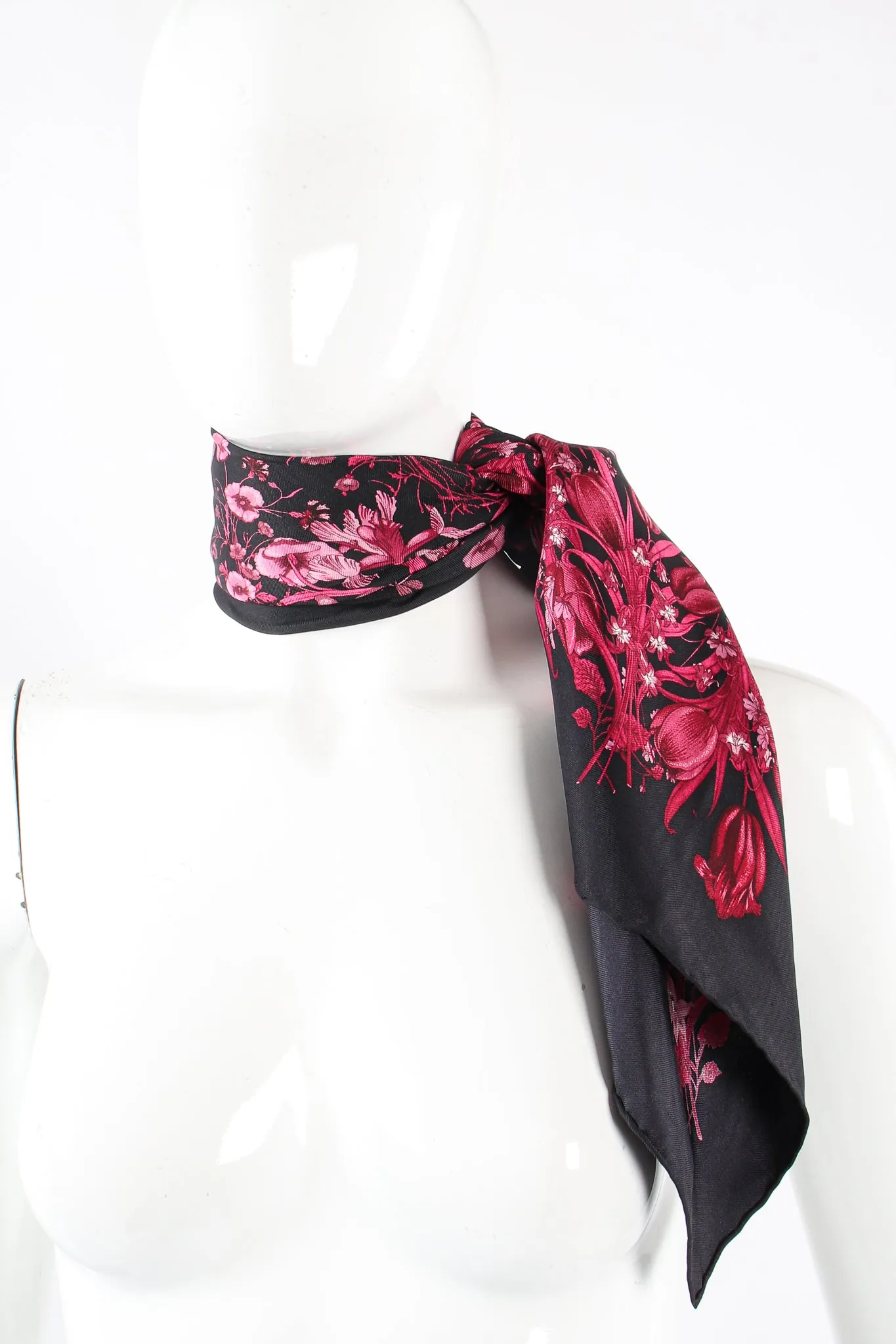 Burgundy Mono Flora Silk Scarf