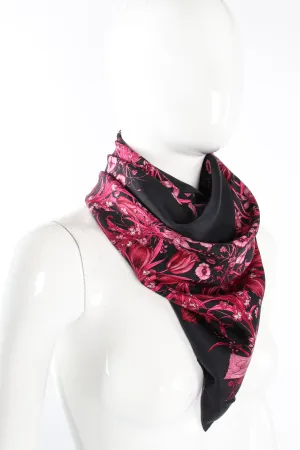 Burgundy Mono Flora Silk Scarf