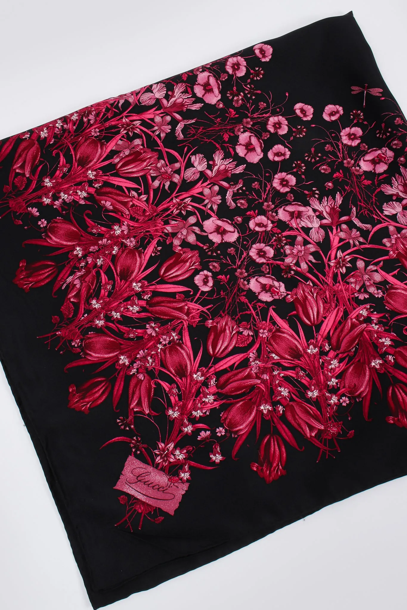 Burgundy Mono Flora Silk Scarf