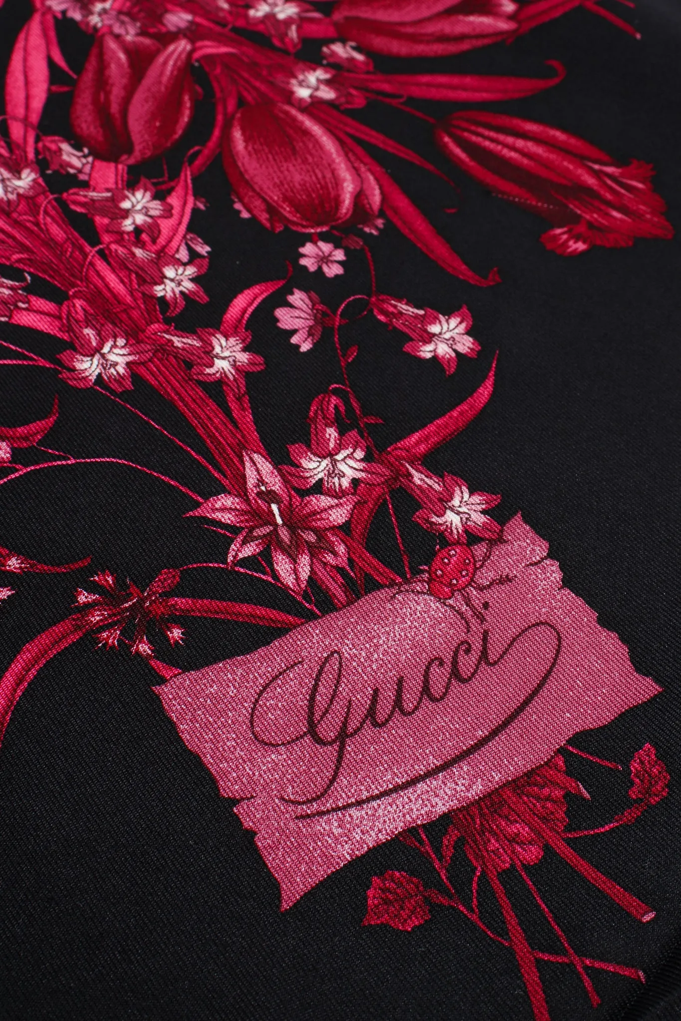 Burgundy Mono Flora Silk Scarf