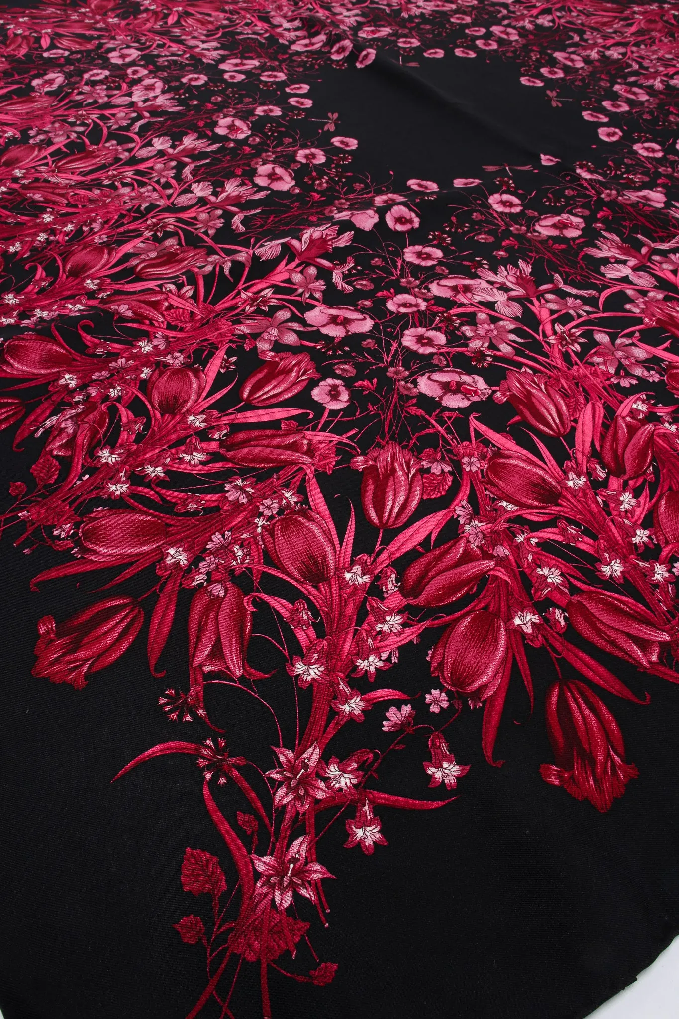 Burgundy Mono Flora Silk Scarf