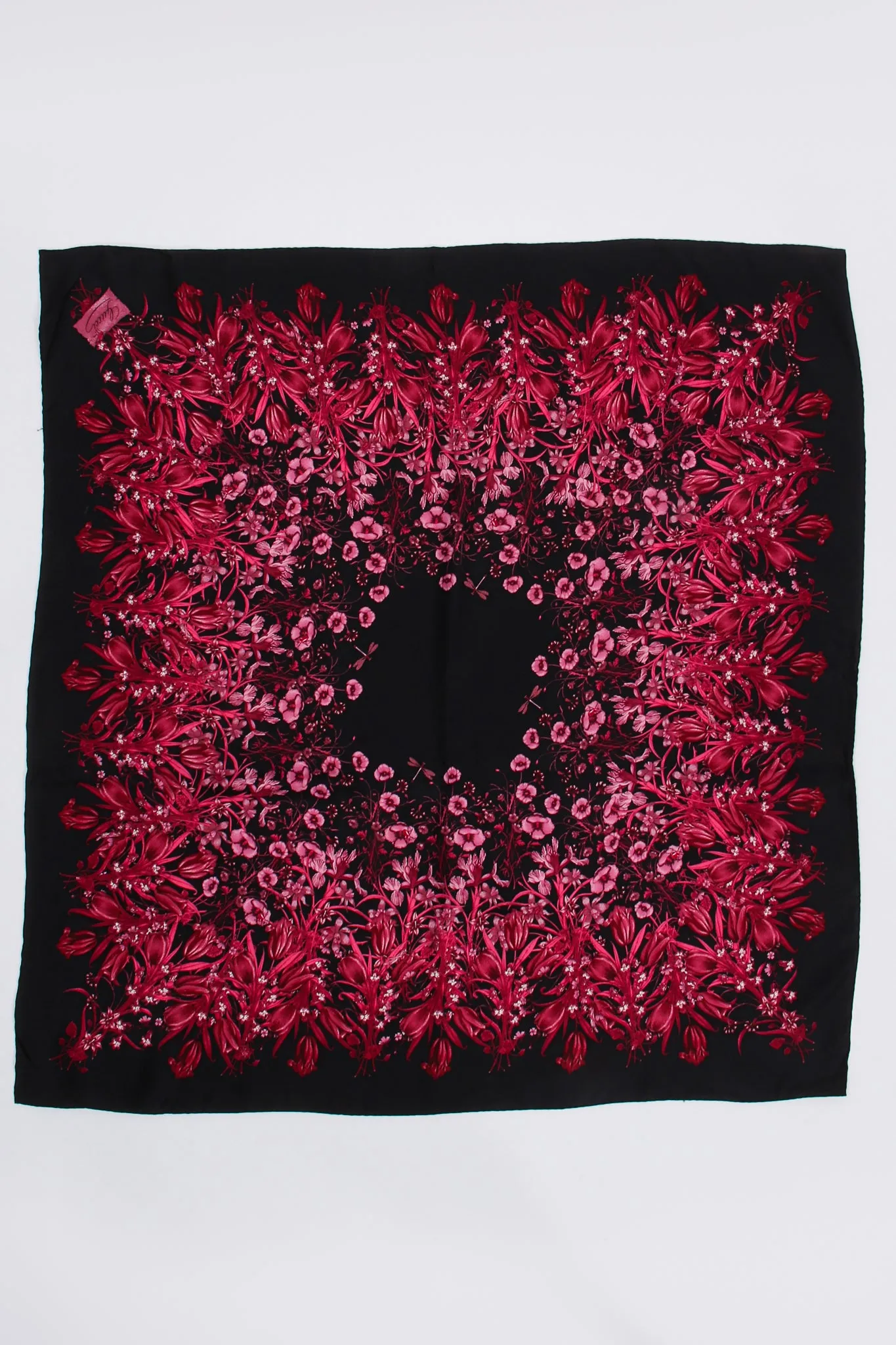 Burgundy Mono Flora Silk Scarf