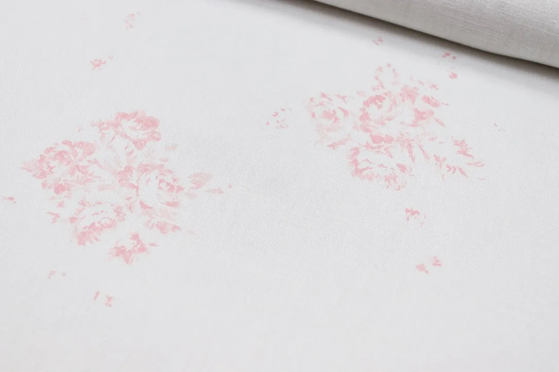 Camille - Rose d'Eté in Soft Pink On Oyster Linen