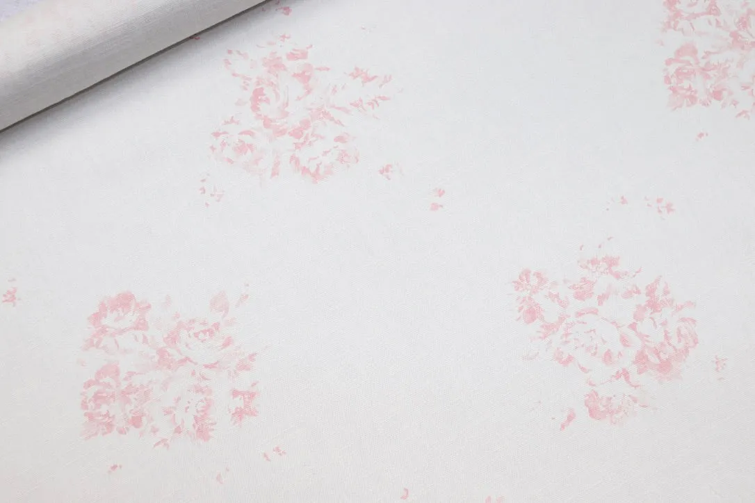 Camille - Rose d'Eté in Soft Pink On Oyster Linen