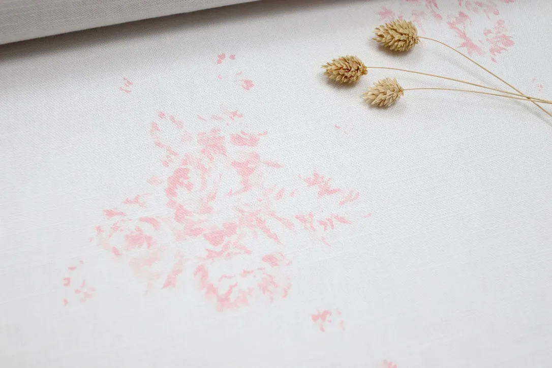 Camille - Rose d'Eté in Soft Pink On Oyster Linen