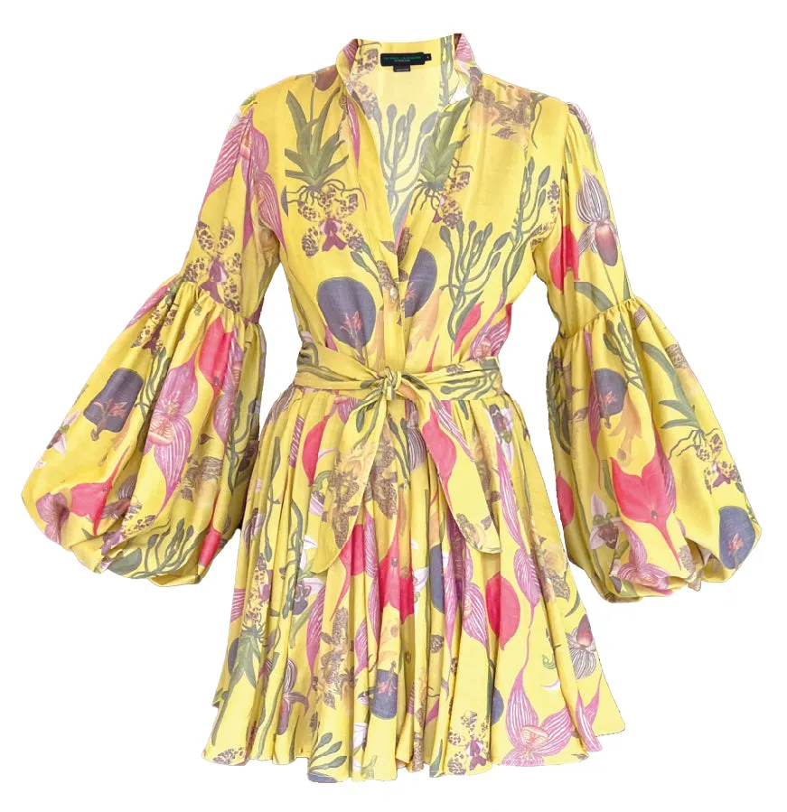 CARTA Y LETRA DRESS IN BOTANICA YELLOW PRINT