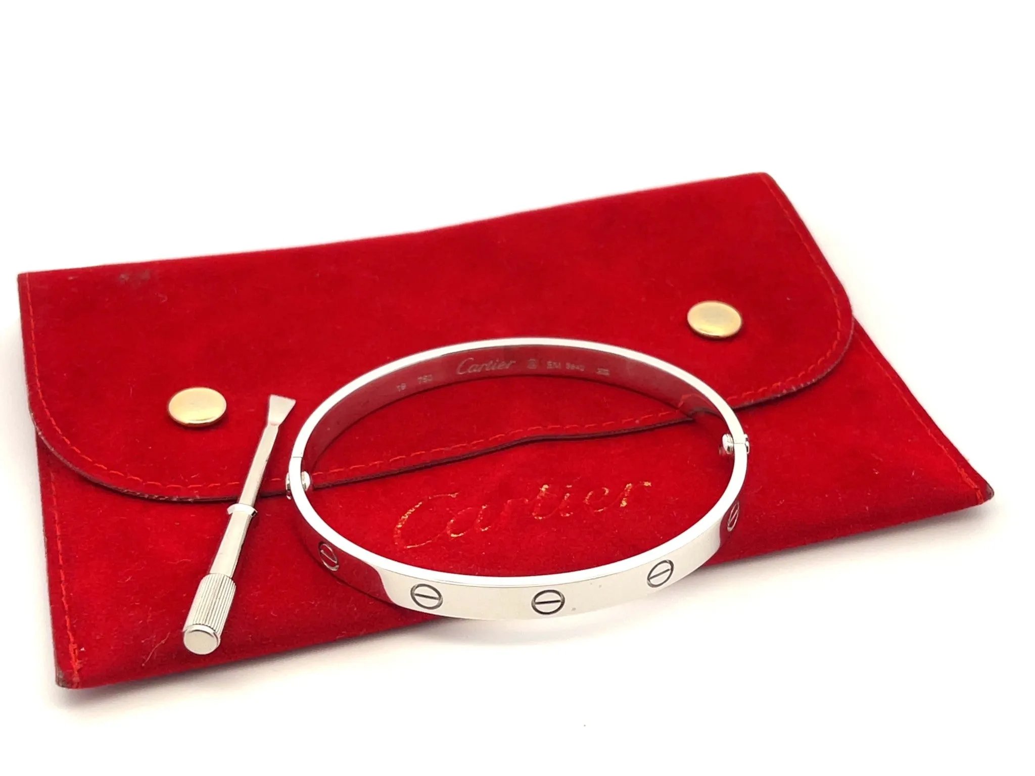 Cartier Love Bracelet in 18K White Gold Size 19