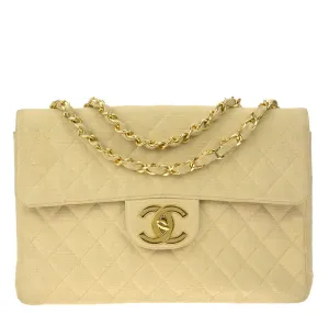 Chanel Maxi Flap Bag Beige Linen