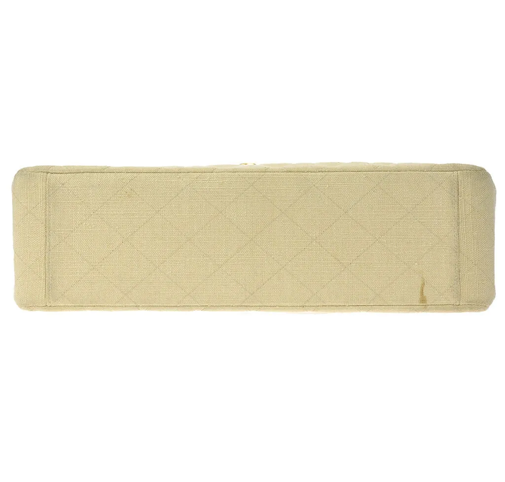 Chanel Maxi Flap Bag Beige Linen