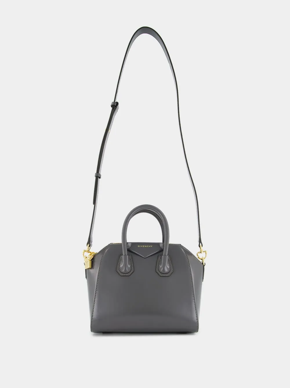 Charcoal Mini Antigona Bag in Box Leather