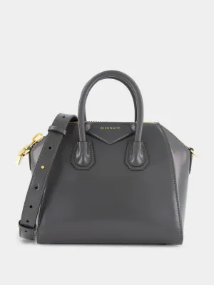 Charcoal Mini Antigona Bag in Box Leather