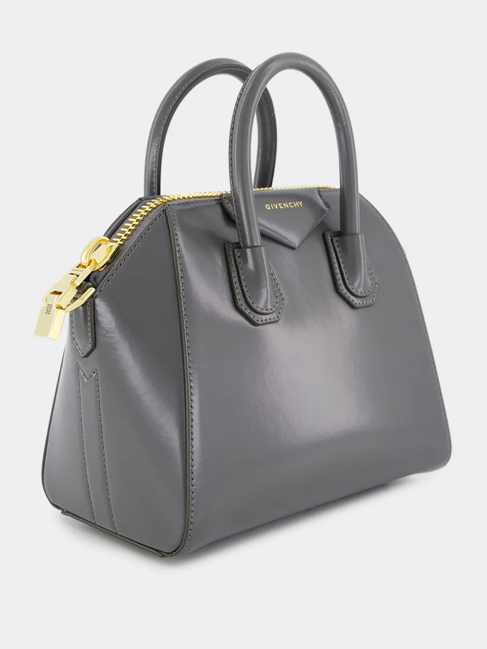 Charcoal Mini Antigona Bag in Box Leather