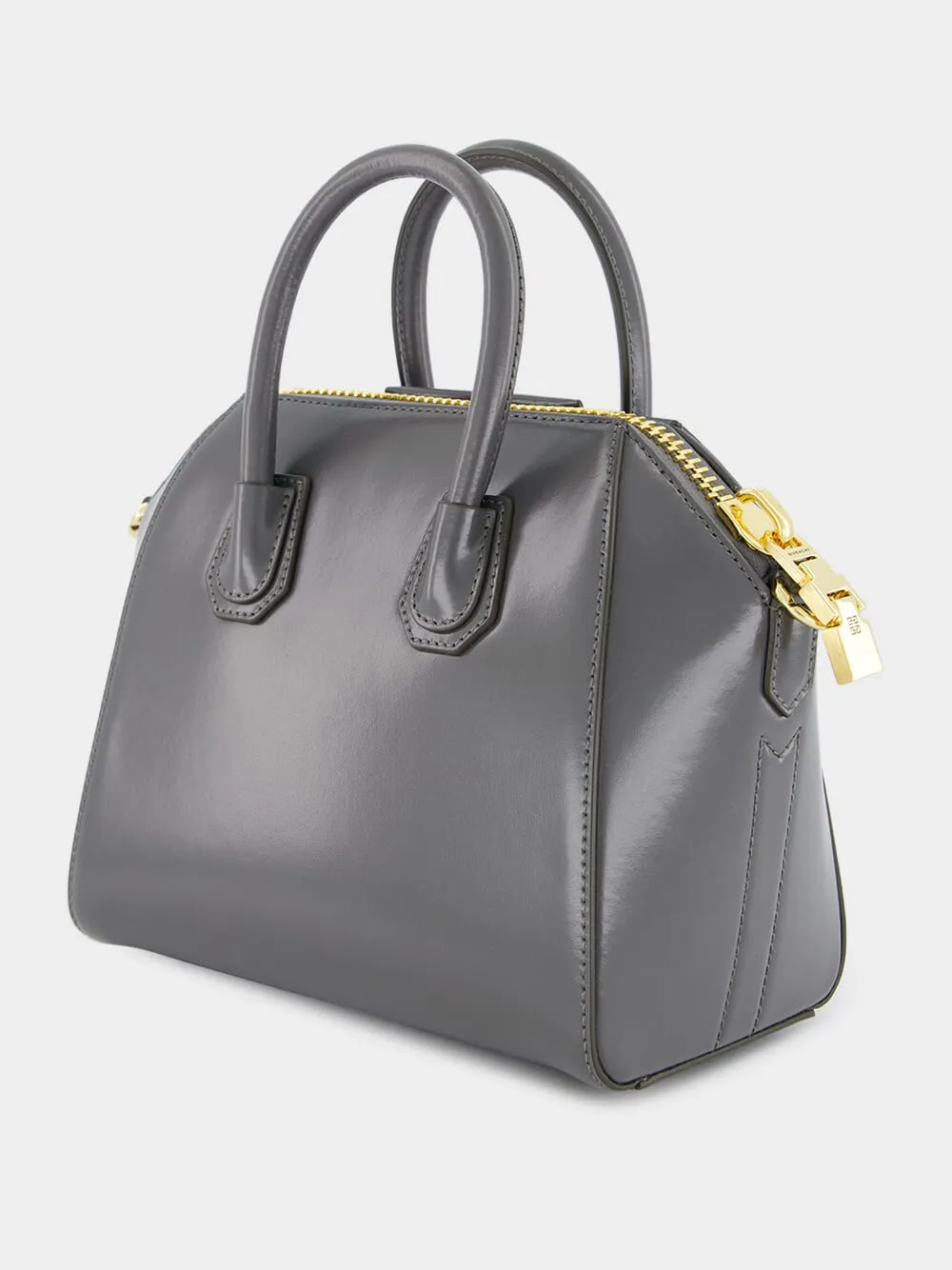 Charcoal Mini Antigona Bag in Box Leather