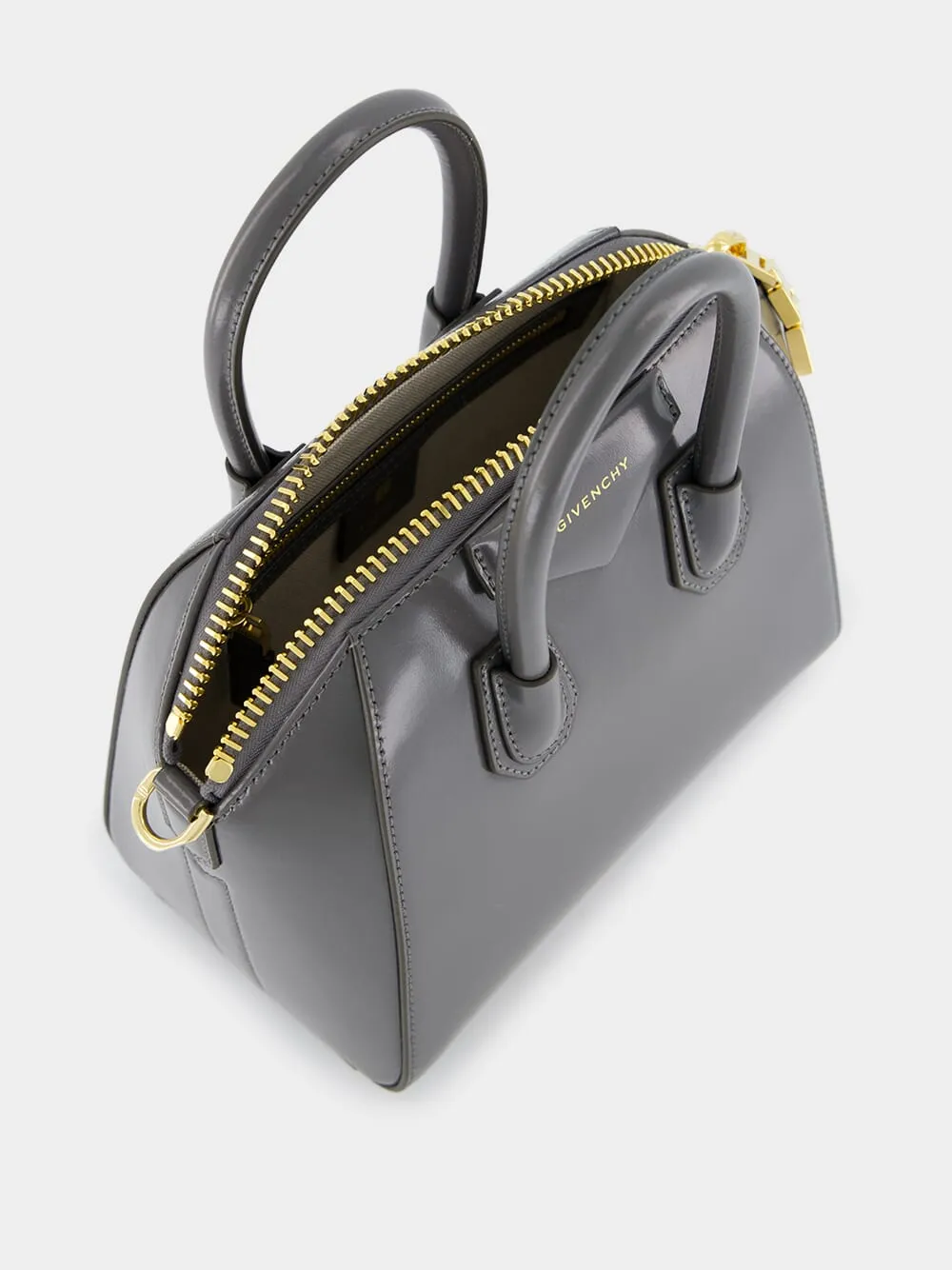 Charcoal Mini Antigona Bag in Box Leather