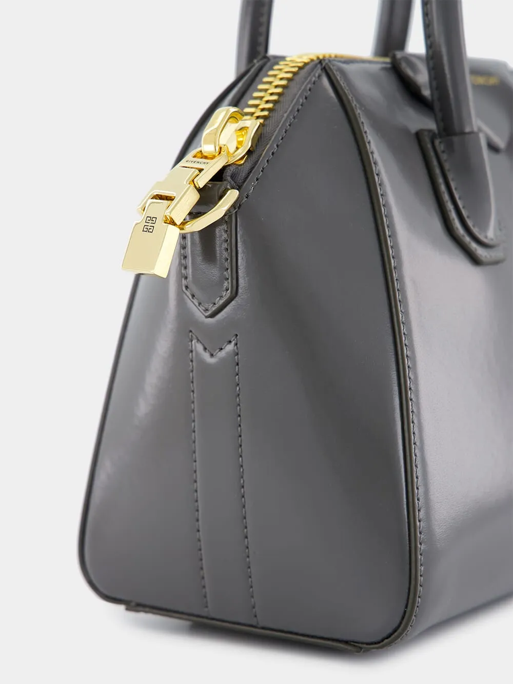 Charcoal Mini Antigona Bag in Box Leather