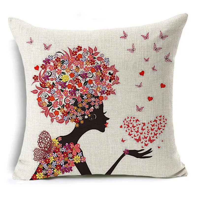 Charming Pattern Cushion Covers Cotton Linen Fashion Cushion Covers Decorative Chair Waist Squre Throw Pillow Cover Home Decor