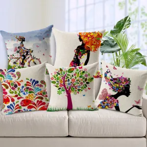 Charming Pattern Cushion Covers Cotton Linen Fashion Cushion Covers Decorative Chair Waist Squre Throw Pillow Cover Home Decor