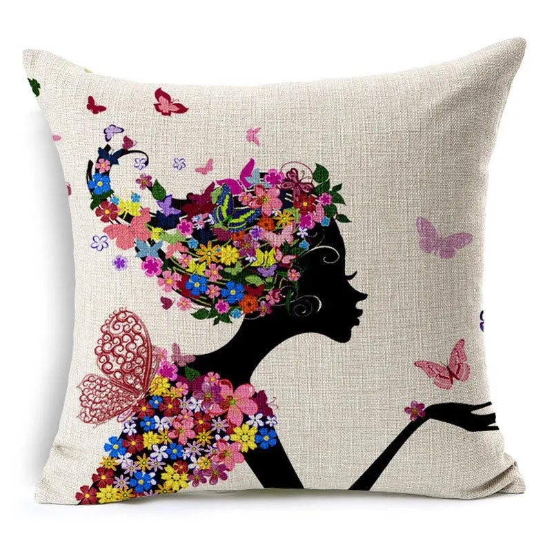 Charming Pattern Cushion Covers Cotton Linen Fashion Cushion Covers Decorative Chair Waist Squre Throw Pillow Cover Home Decor