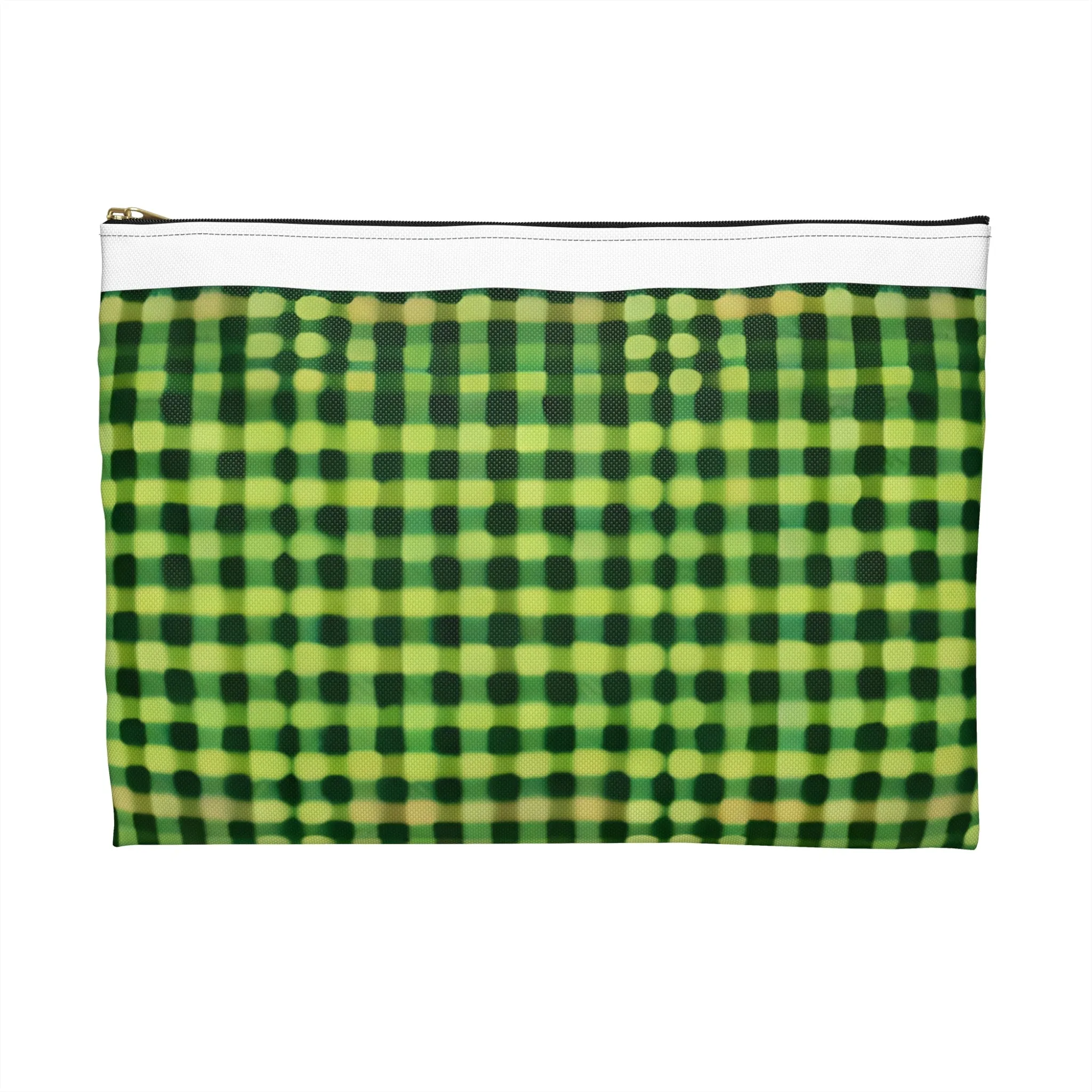 Check out this stylish green and black zipper pouch!