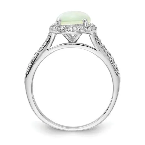 Cheryl M Sterling Silver Round Lab Created White Opal and CZ Halo Ring