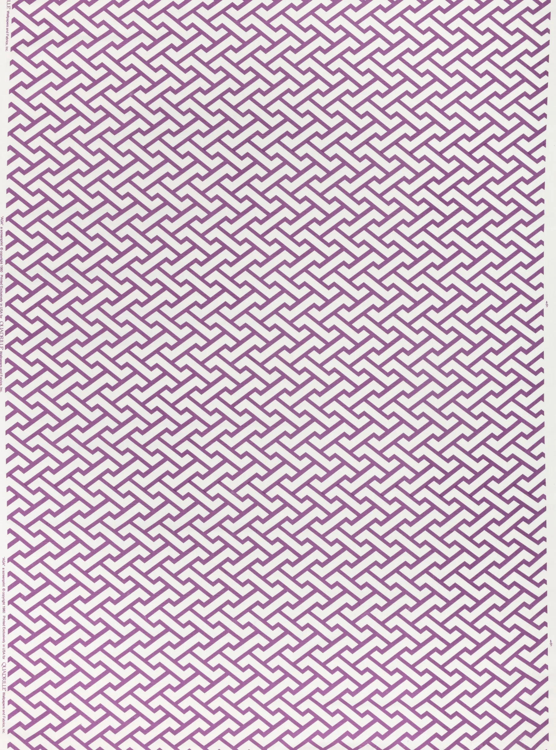 China Seas Fabric: Aga - Custom Purple on White Belgian Linen / Cotton