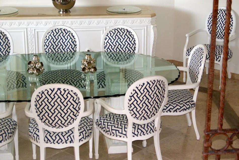 China Seas Fabric: Aga - Custom Purple on White Belgian Linen / Cotton